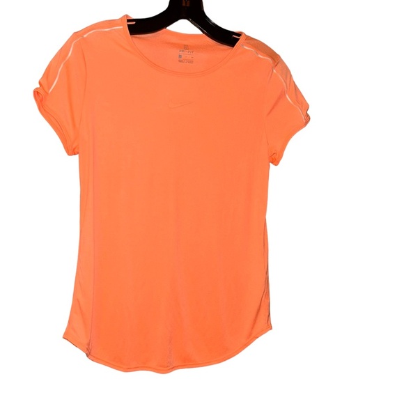 Nike women  Dry Tennis Top Orange Pulse/White workout exercise shirt small S - Picture 2 of 4